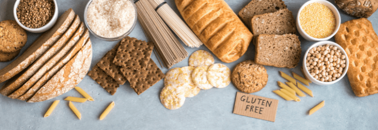 different breads and gluten products