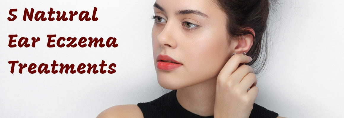 woman with red lips touching ear and looking slightly to the left