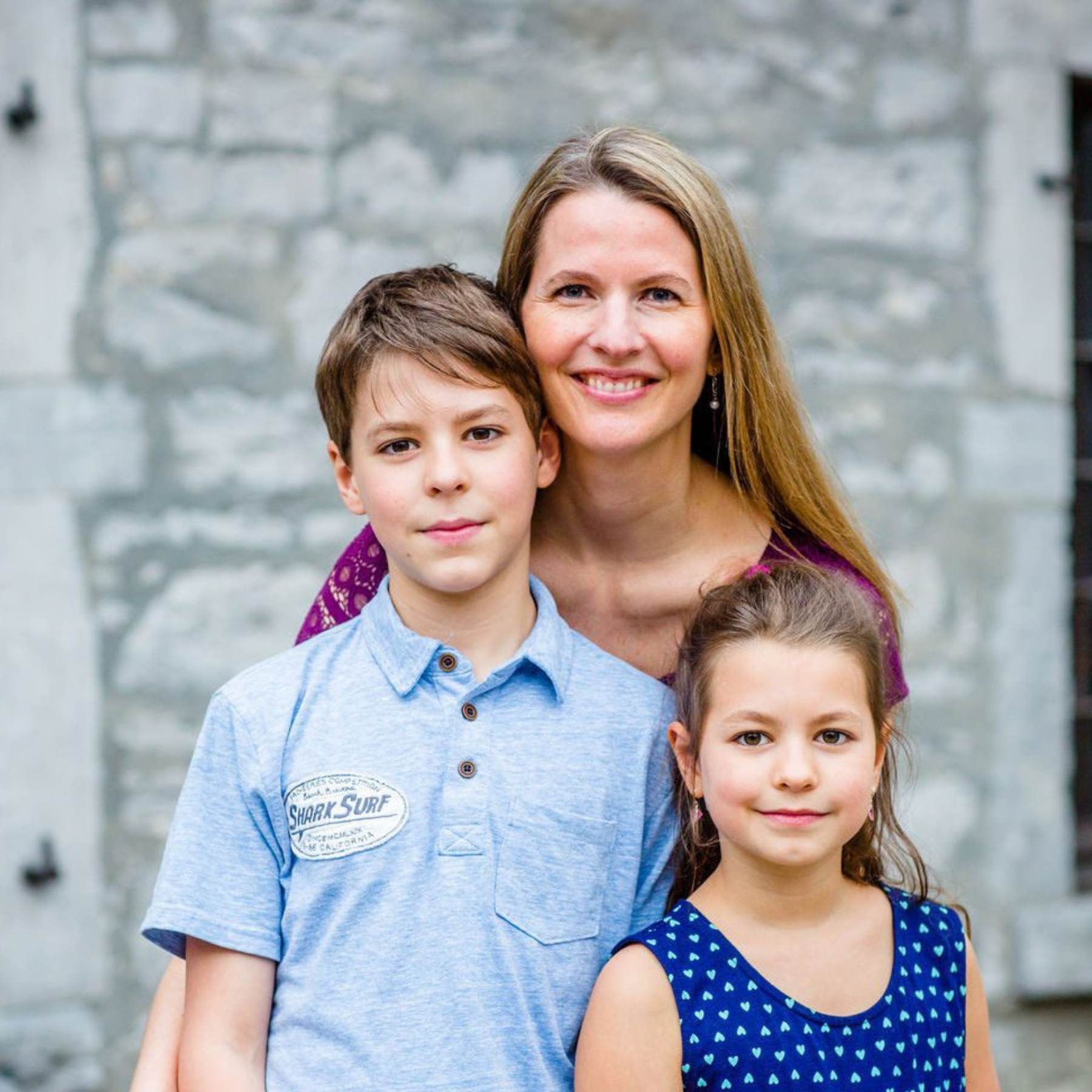 Jennifer Roberge with her son and daughter - mobile