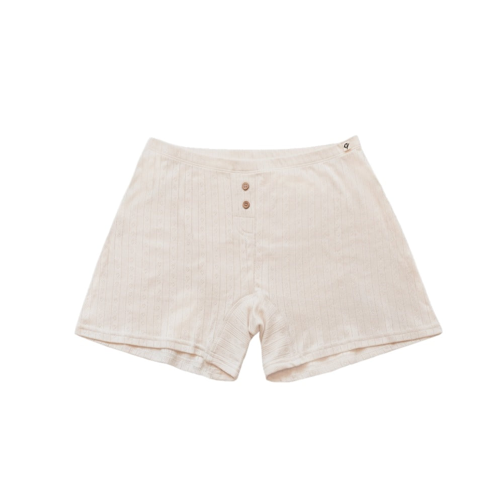 Q for Quinn Pointelle Boxers in natural, 100% organic cotton women's boxers for eczema and sensitive skin
