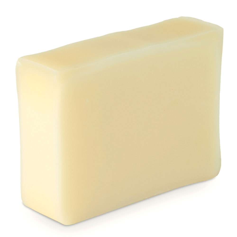 Close up of a bar of grass fed tallow soap.