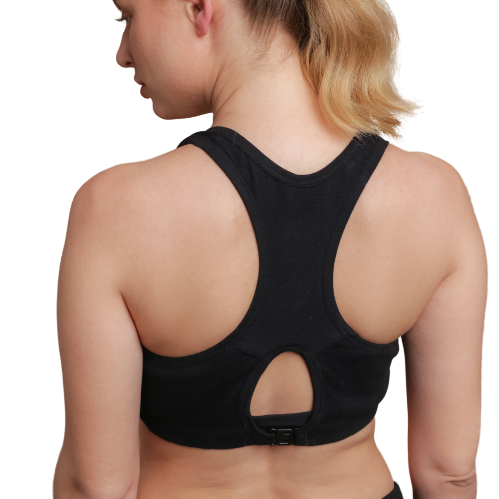 black Sports RacerBack Bra - back view