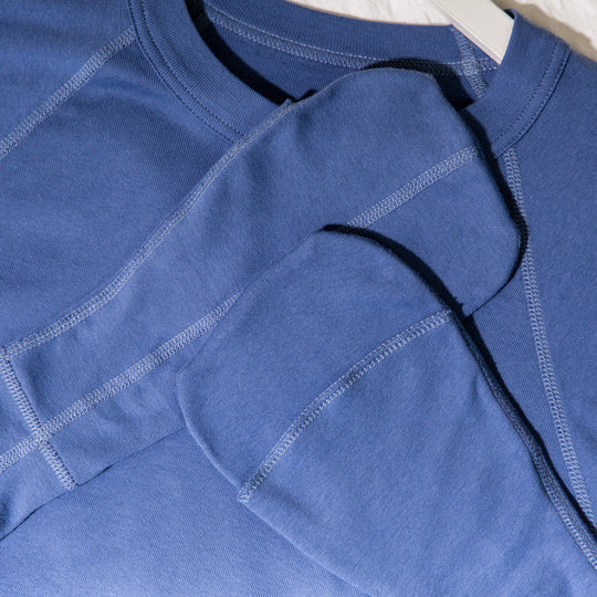 Blue 100% organic cotton eczema top for adults mittens