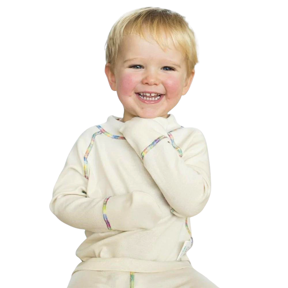 Organic Cotton Scratch Mittens Pajama Top with Closed Mittens For Kids