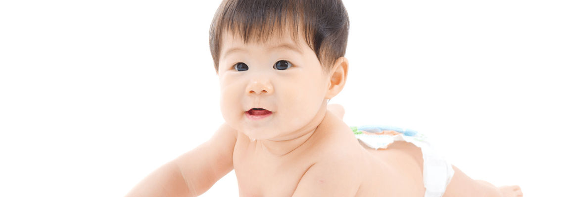 little baby crawling in diaper
