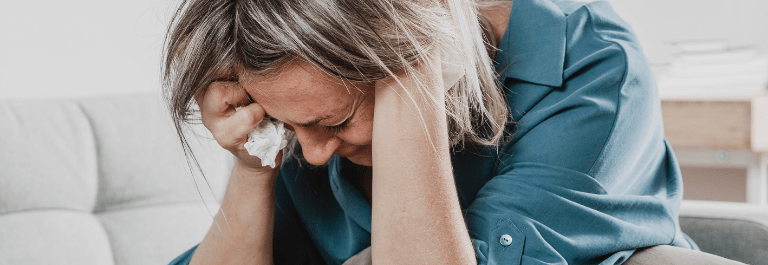 women crying from exhaustion