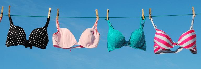 bra hanging on laundry line