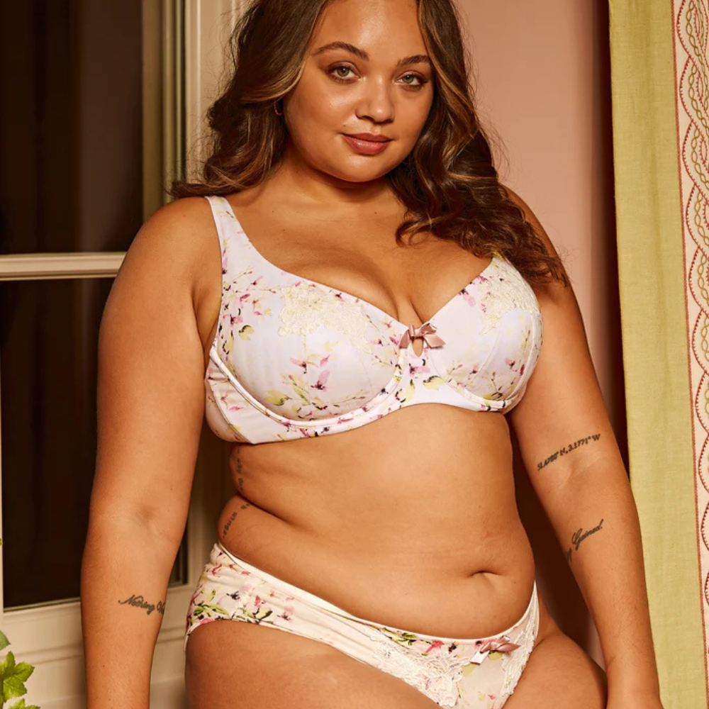 Julie May 100% Organic Cotton Underwire Bra with Silk and Lace - Sunbleached