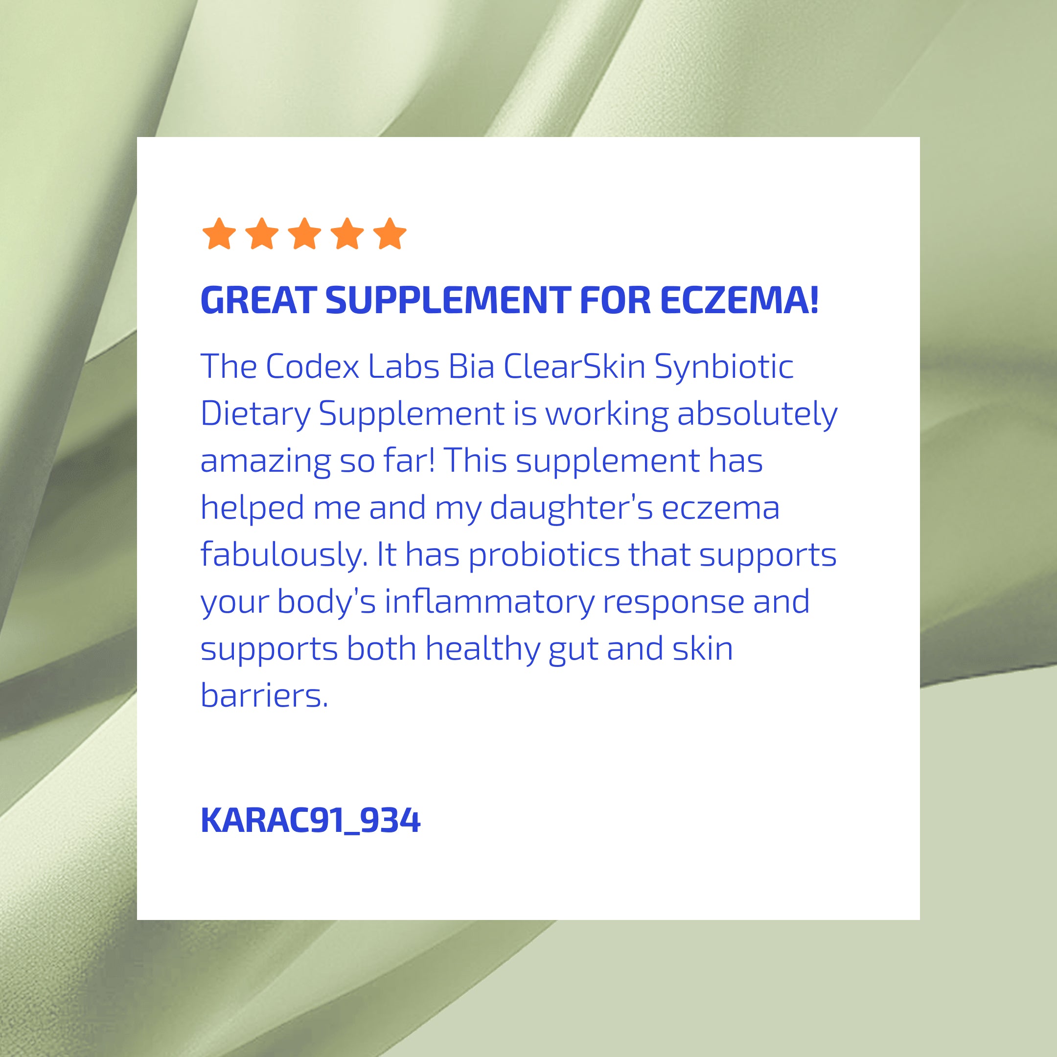 ClearSkin Synbiotic Supplement with Probiotics for Eczema-Prone Skin for Adults & Teens (Age 12Y+)