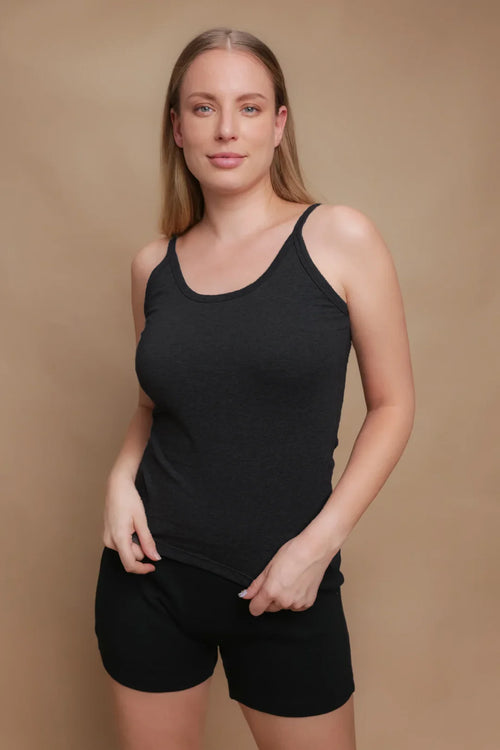 トップス YANUK cotton 100% camisole Cami_Melange_Black.webp?v=