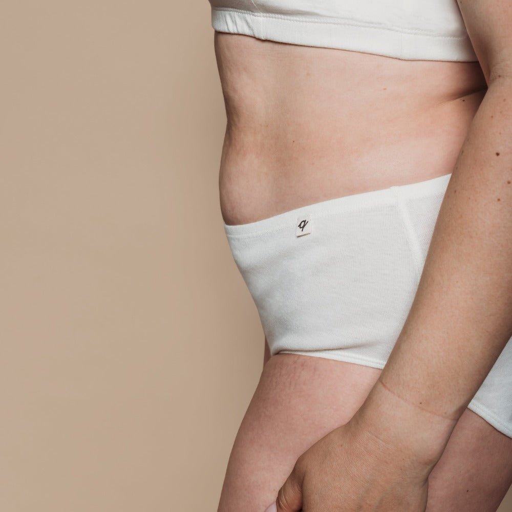 Natural-color organic cotton classic brief, chemical-free everyday underwear for itchy, sensitive skin