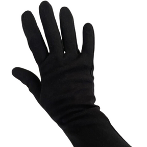 a pair of black organic cotton gloves for adults