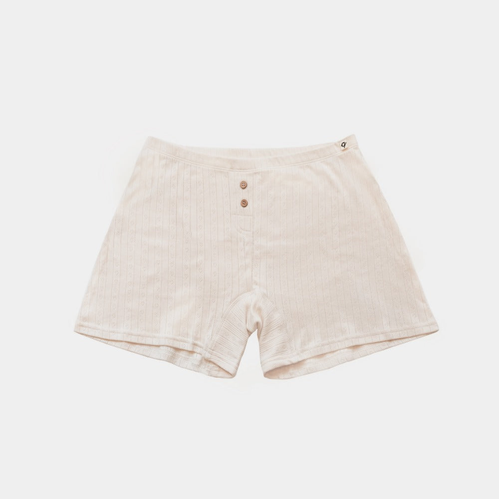 Q for Quinn Pointelle Boxers in natural, 100% organic cotton women's boxers for eczema and sensitive skin