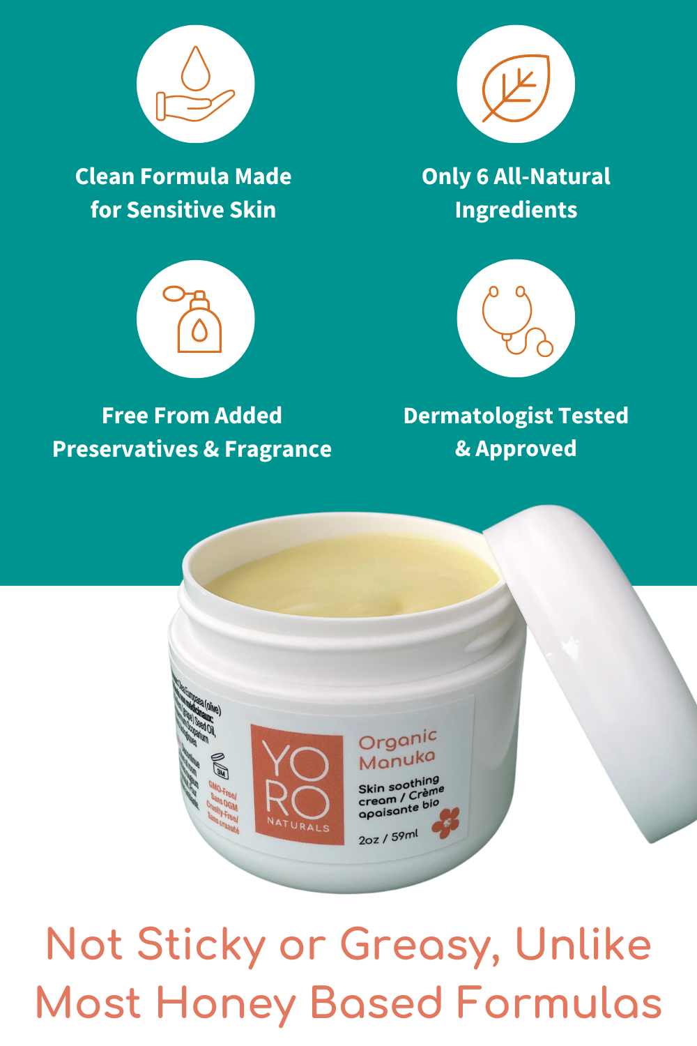Organic Manuka Skin Soothing Cream by YoRo Naturals