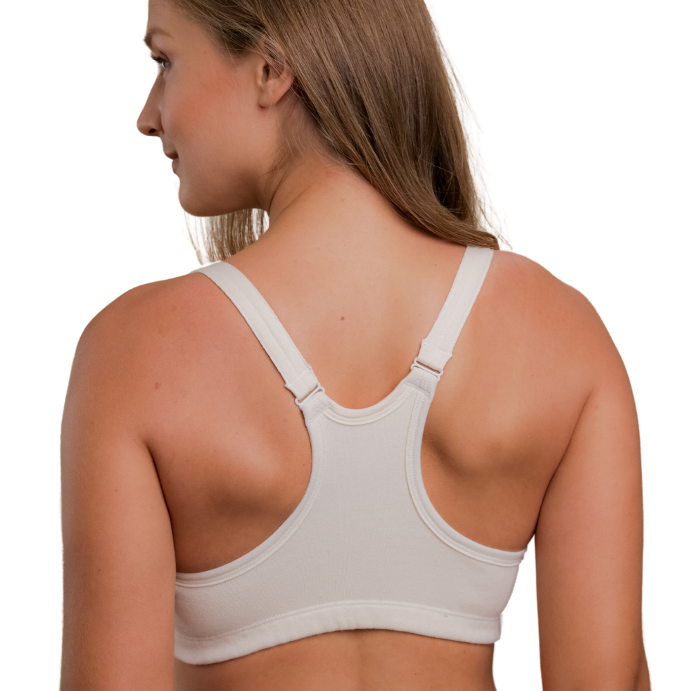 100% organic front closure bra white with racerback
