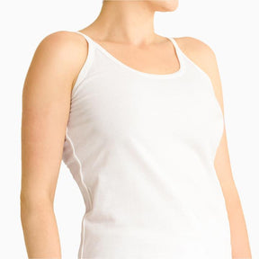 front of white camisole
