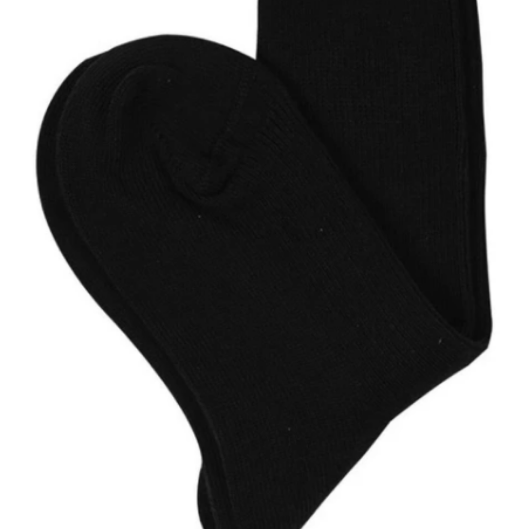 Kids 100% organic cotton socks for eczema in black without model, laid flat