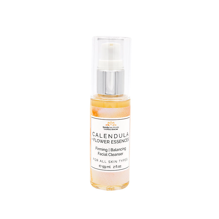 One jar of organic calendula face wash on a white background.