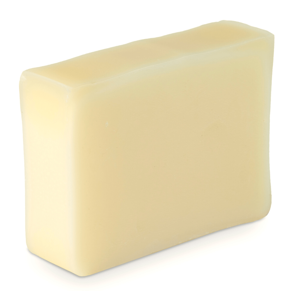 Bar of natural, unscented tallow soap.