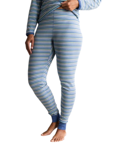 The organic adult pajamas pant for eczema in the striped pattern.