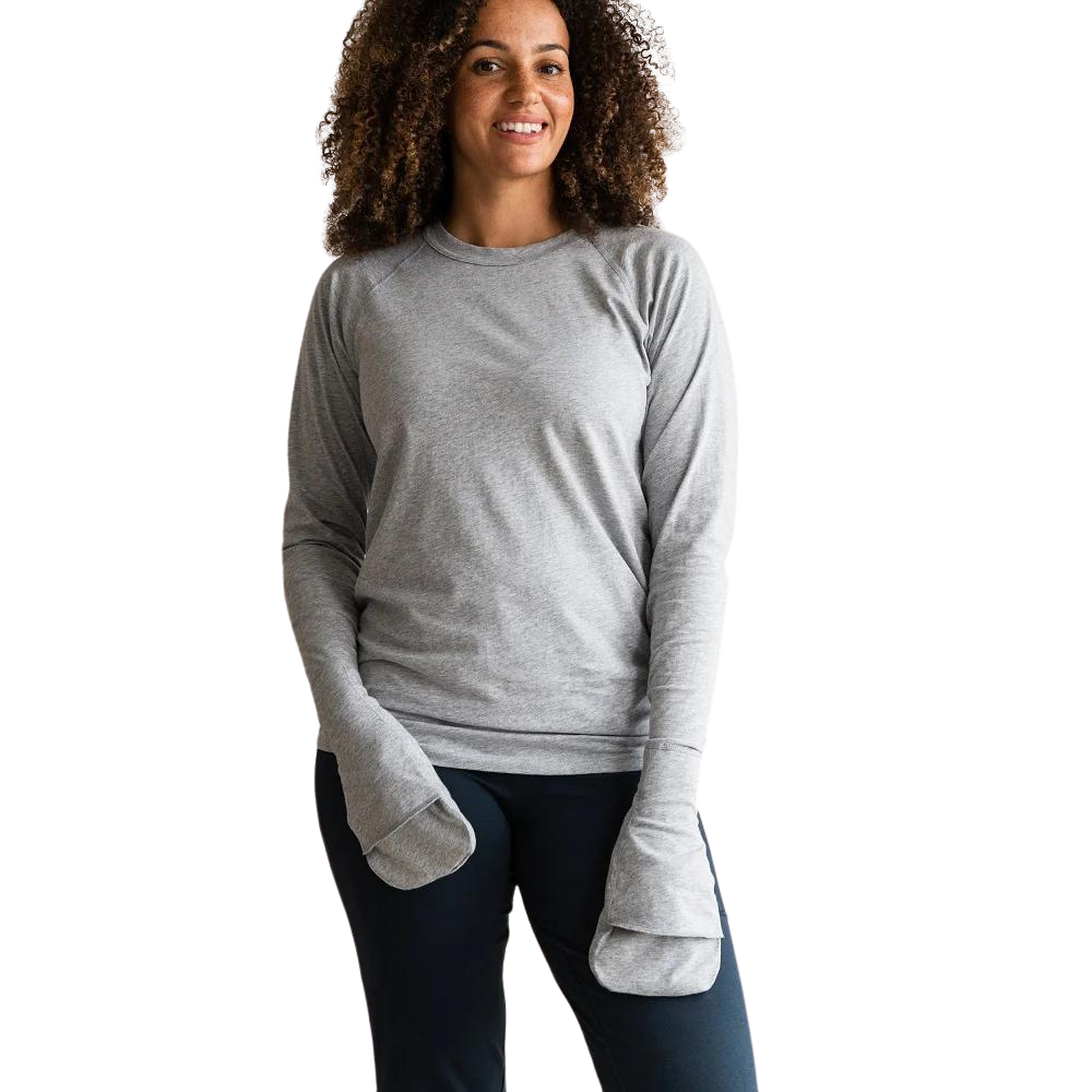 Grey 100% organic cotton eczema top for adults - front view