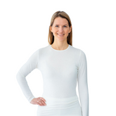 Front of white Remedywear shirt for eczema.