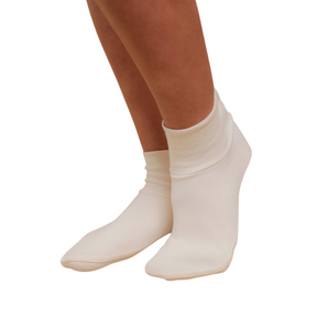 White bootie socks on feet