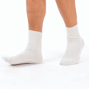 walking in ribbed white cotton socks