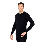 Man smiling and wearing black Remedywear shirt.