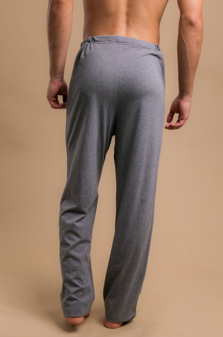 men's grey cotton lounge pants, back view