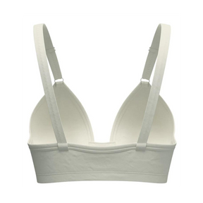 Front Closure Bra in white cotton, back view without a model