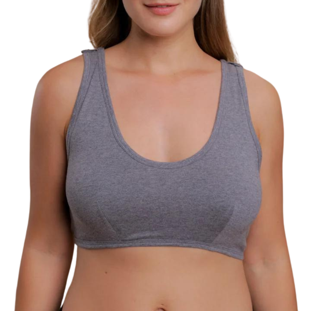 Bra liner in grey cotton, front view